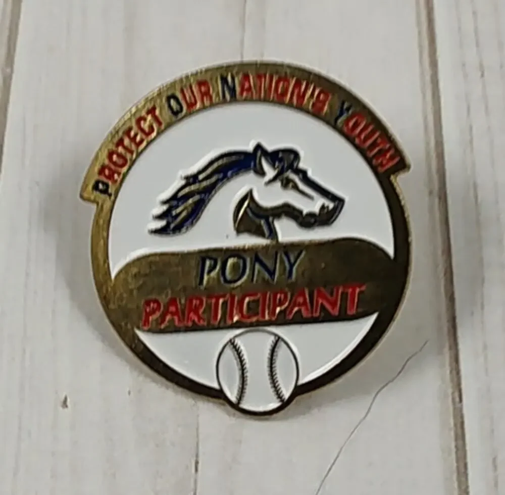 Pony Participant Pin Youth Baseball for a Hat, Lapel,  Jacket or Backpack